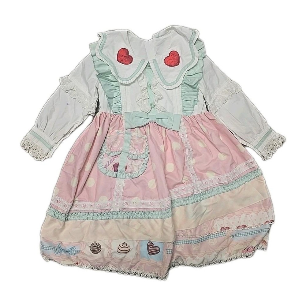 Vtg White Pink Victorian Gothic Kawaii Costume Lolita Dress Girls Size 4t